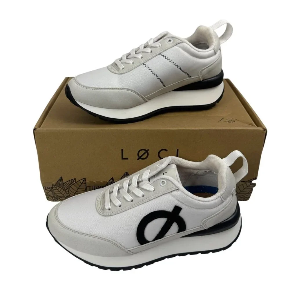 Loci NEW Fusion White Black Sneakers EU 36 / US Women's 6 Designer Vegan Lace Up